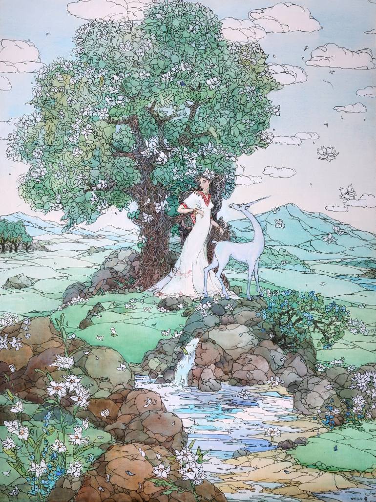 The Ron Tree, from the Anakhonta world — acrylic painting by Olga Shmatova