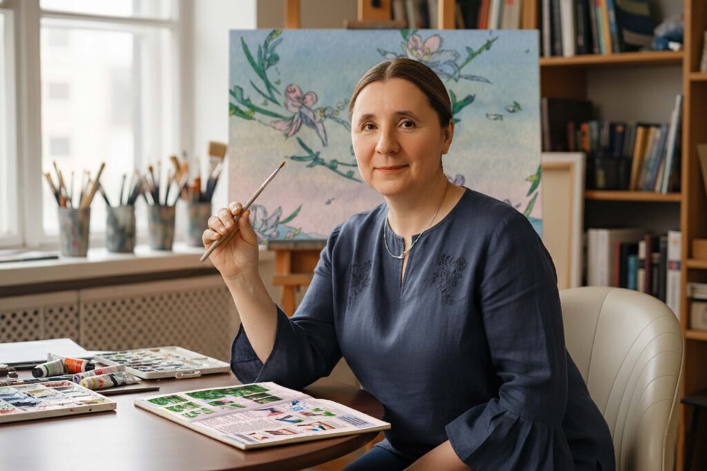 Olga Shmatova, international art educator and author of colored pencil drawing tutorials